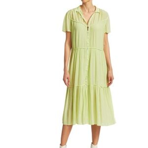 Rag & Bone Libby Tiered Seam Crinkle Dress in bright green XXS